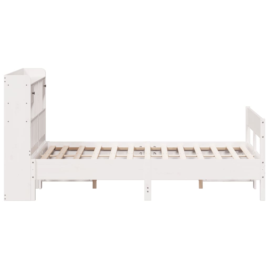 Bookcase Bed without Mattress White 160x200cm Solid Wood Pine