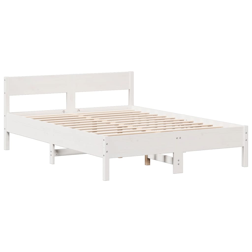 Bookcase Bed without Mattress White 160x200cm Solid Wood Pine