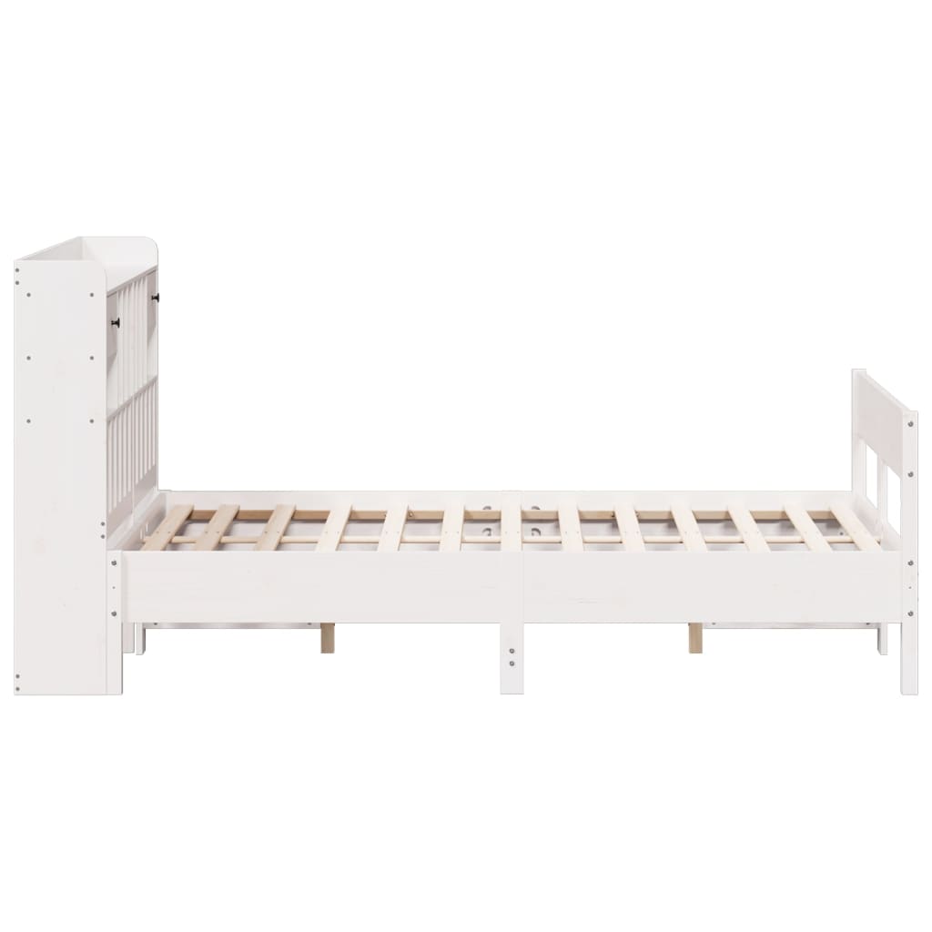 Bookcase Bed without Mattress White 140x200cm Solid Wood Pine