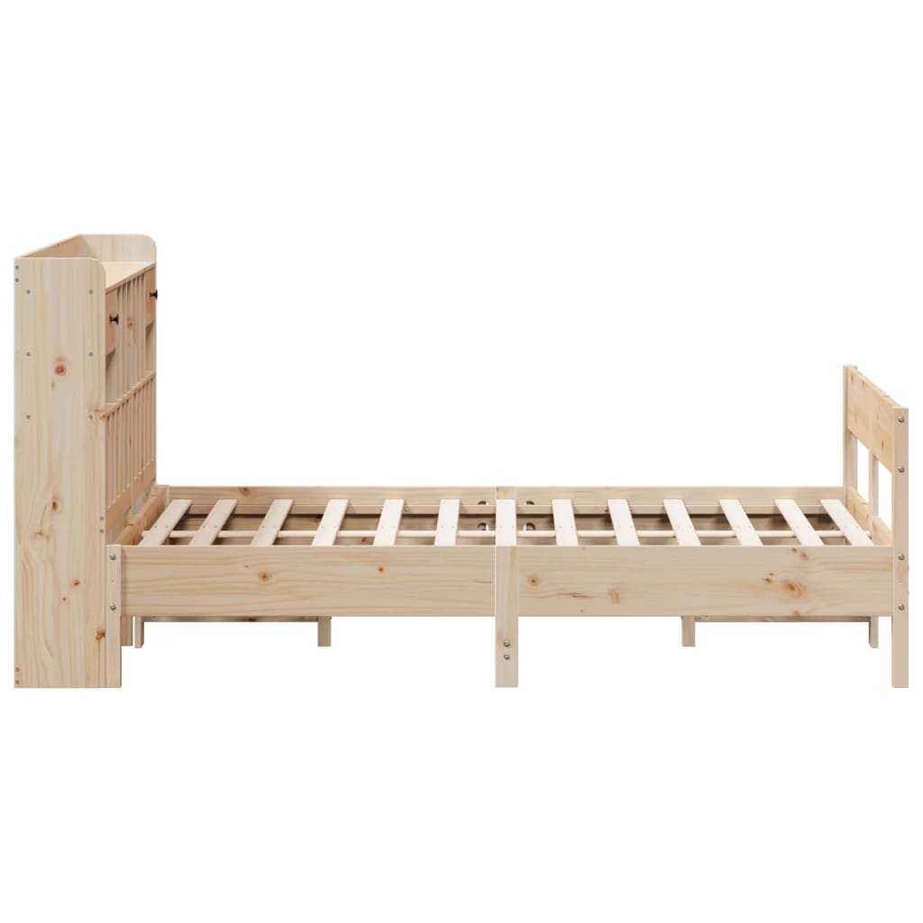Bookcase Bed without Mattress 140x190cm Solid Wood Pine