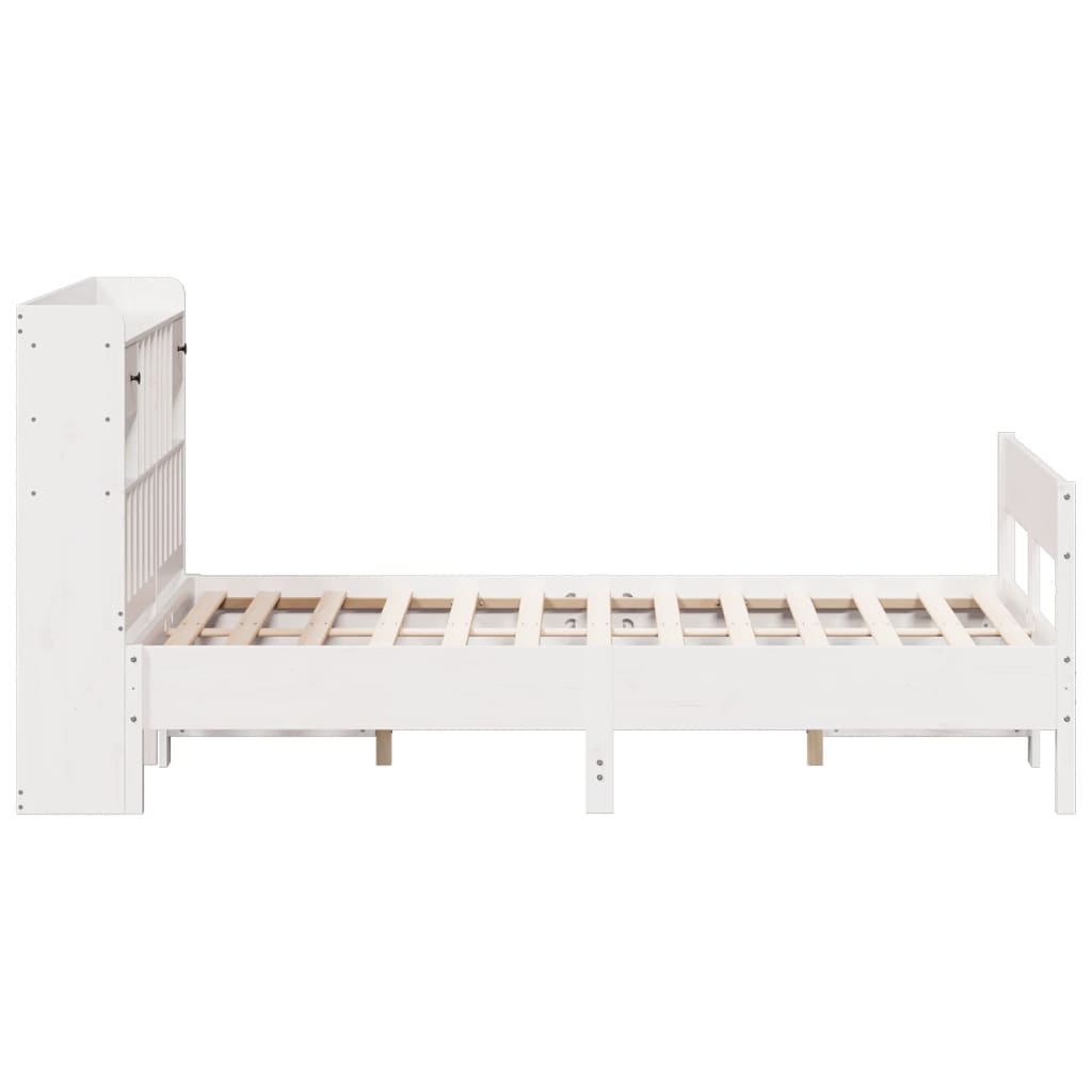 Bookcase Bed without Mattress White 140x190cm Solid Wood Pine