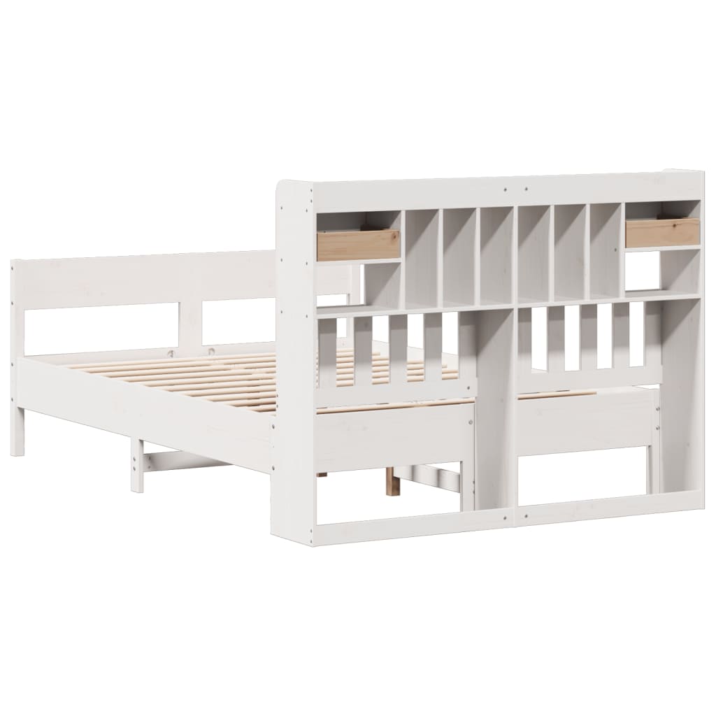Bookcase Bed without Mattress White 140x190cm Solid Wood Pine
