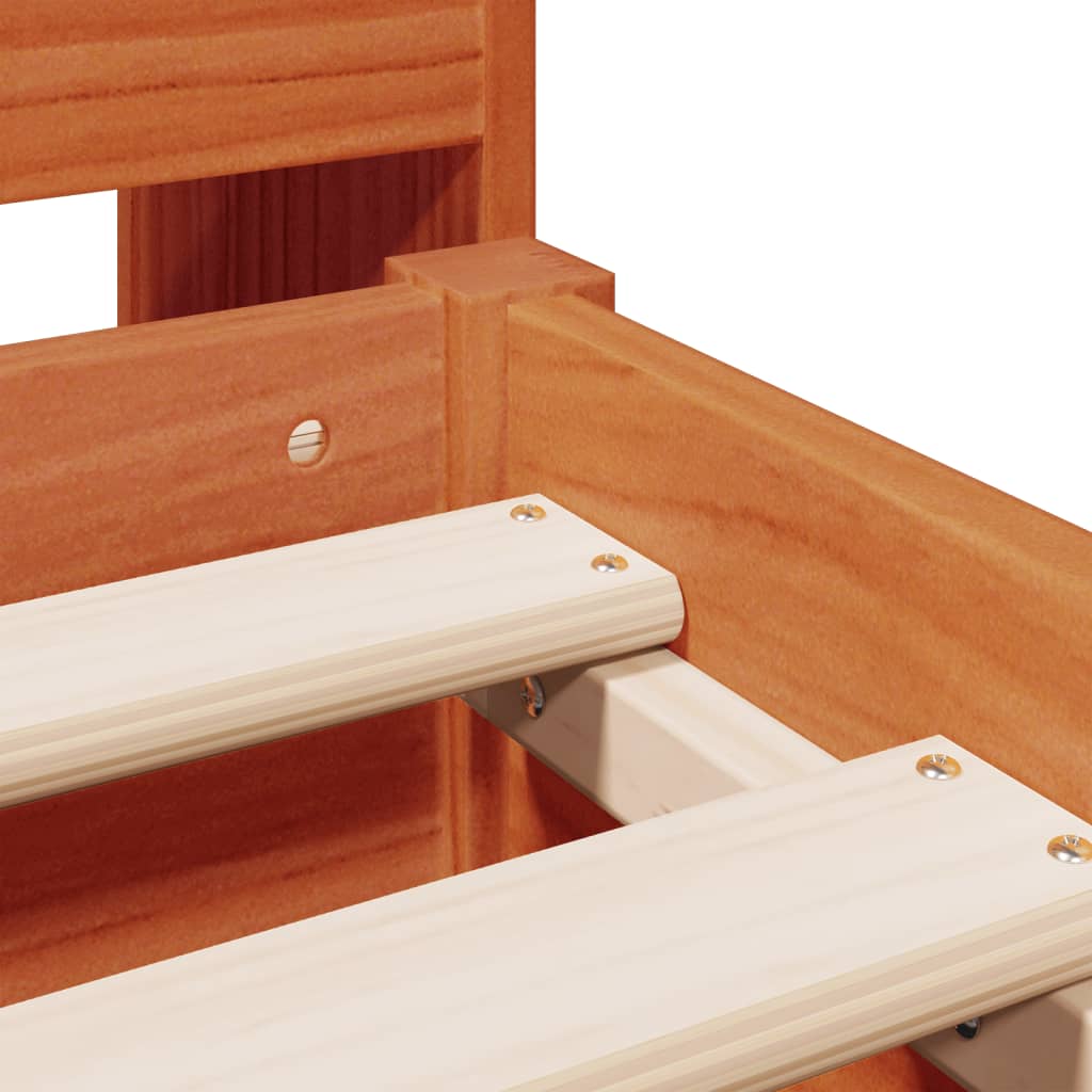 Bookcase Bed without Mattress Wax Brown 140x190cm Solid Wood Pine