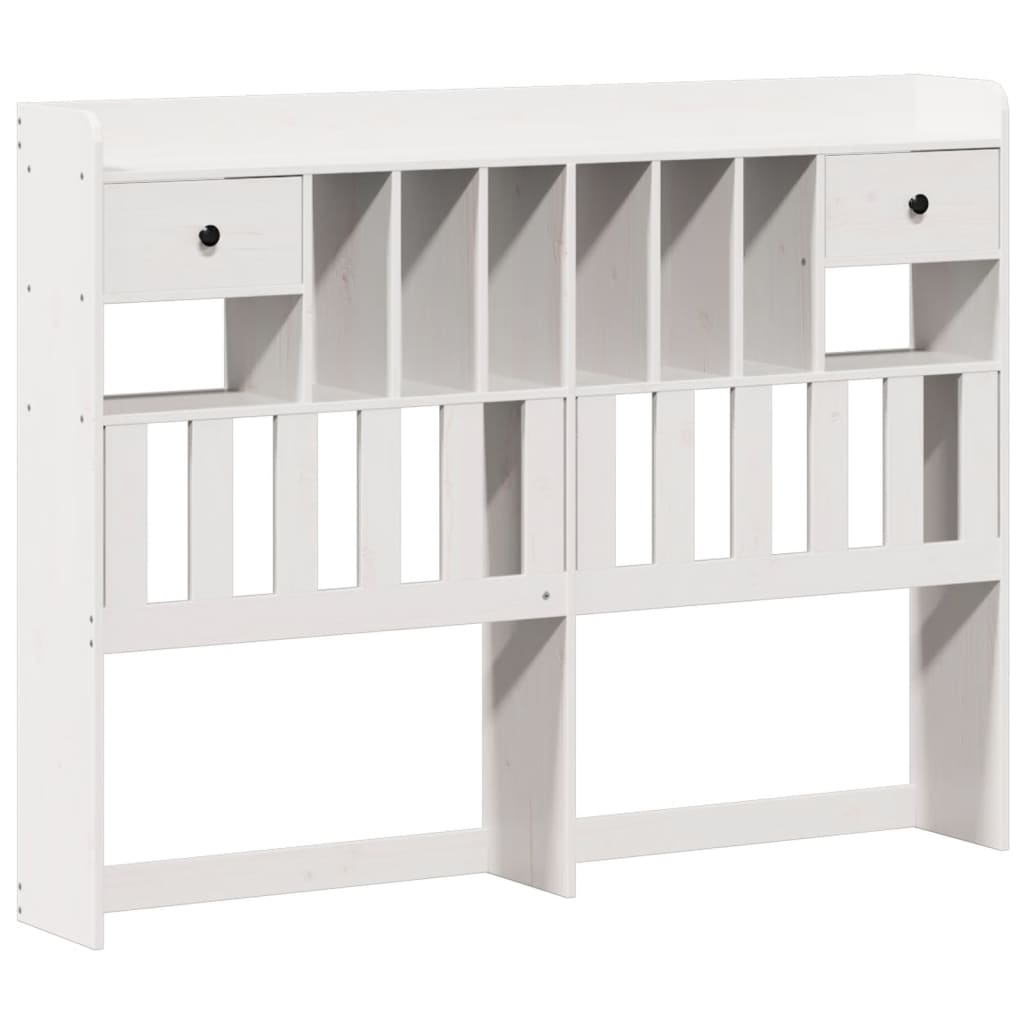 Bookcase Bed without Mattress White 135x190cm Double Solid Wood Pine
