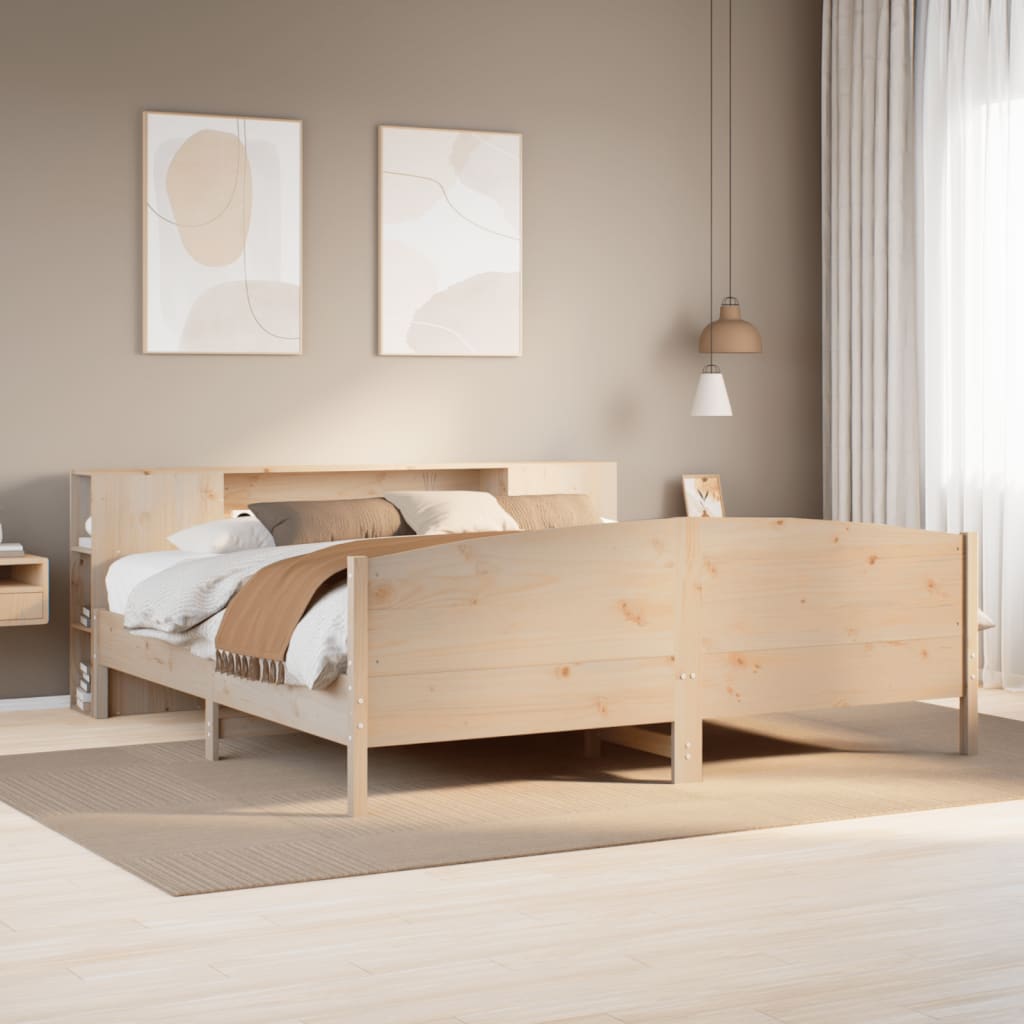 Bookcase Bed without Mattress 200x200cm Solid Wood Pine