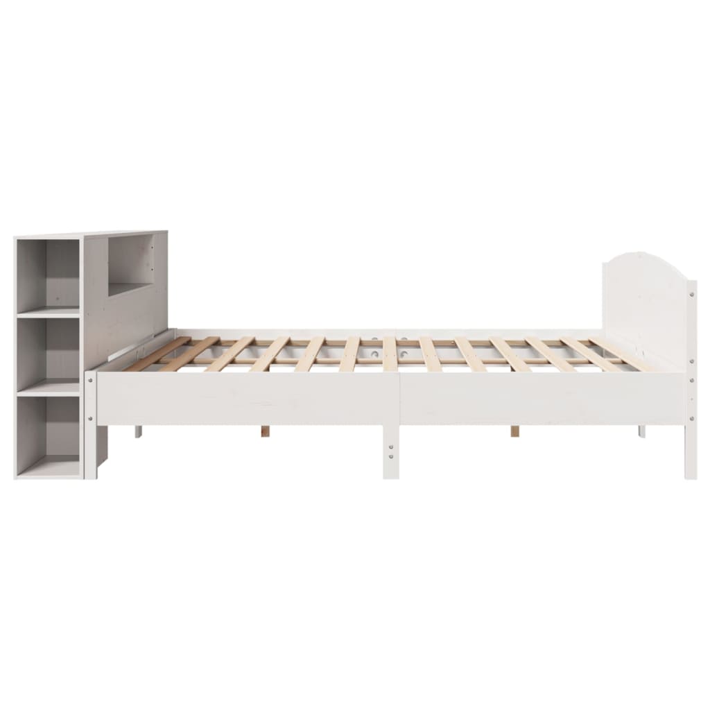 Bookcase Bed without Mattress White 200x200cm Solid Wood Pine