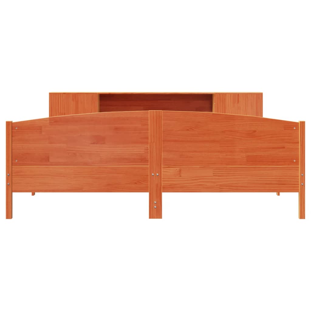Bookcase Bed without Mattress Wax Brown 200x200cm Solid Wood Pine
