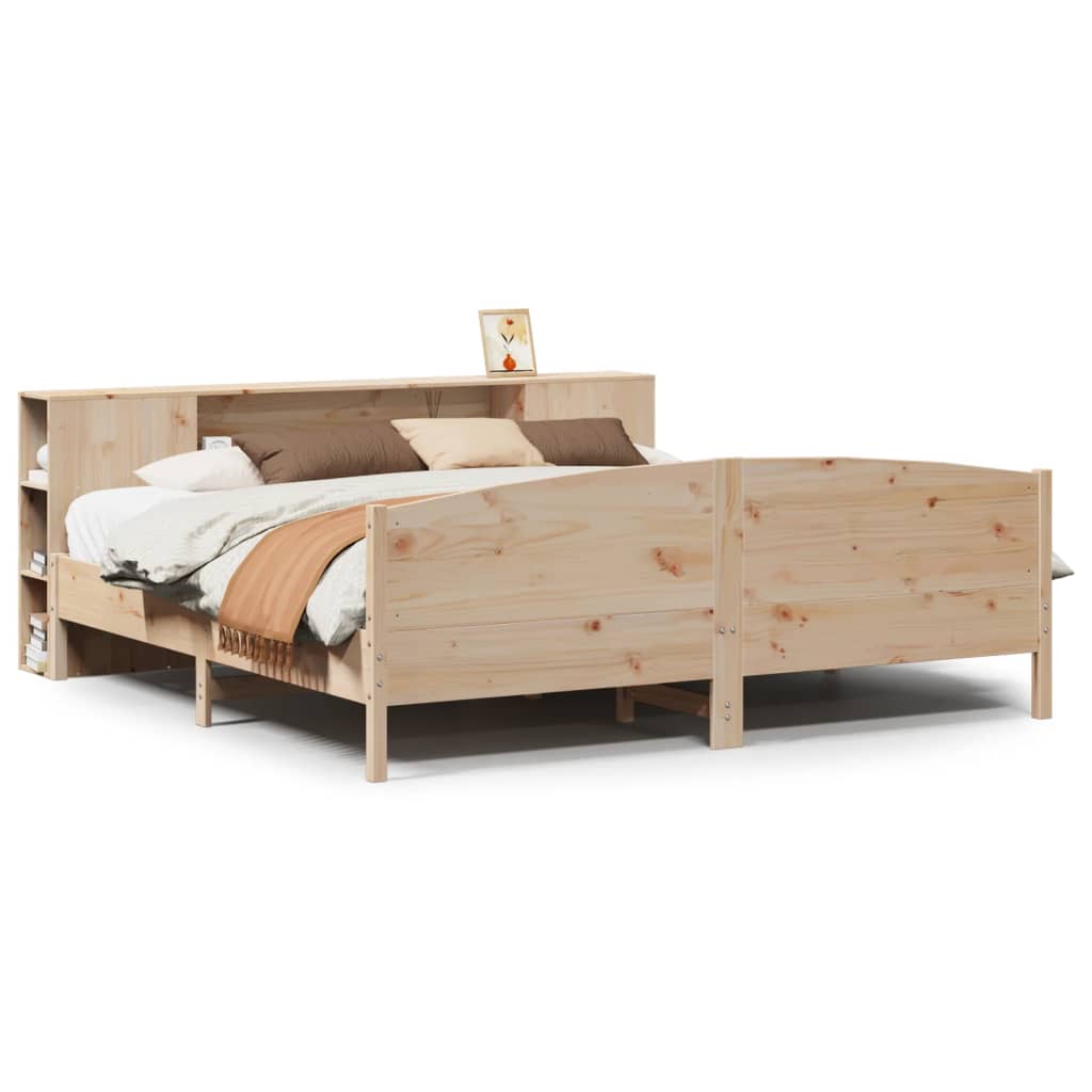 Bookcase Bed without Mattress 180x200cm Solid Wood Pine