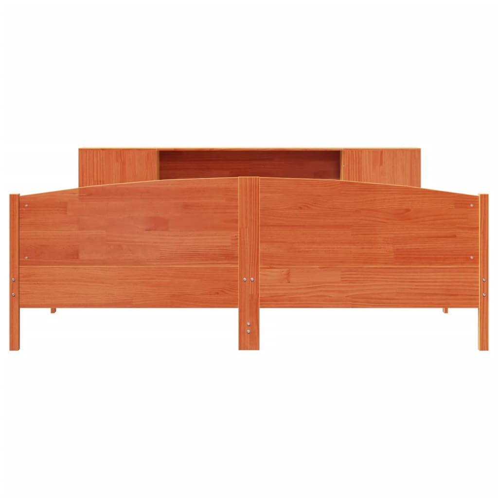 Bookcase Bed without Mattress Wax Brown 180x200cm Solid Wood Pine