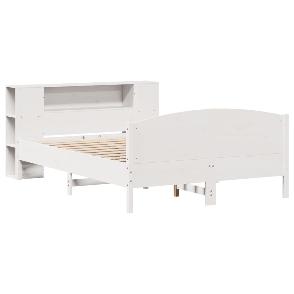 Bookcase Bed without Mattress White 160x200cm Solid Wood Pine
