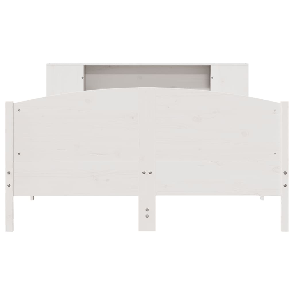 Bookcase Bed without Mattress White 160x200cm Solid Wood Pine