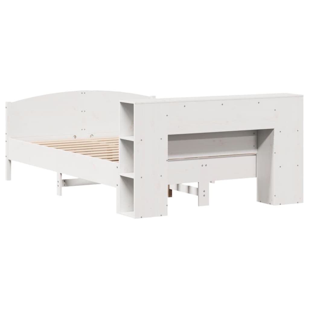 Bookcase Bed without Mattress White 150x200cm Solid Wood Pine