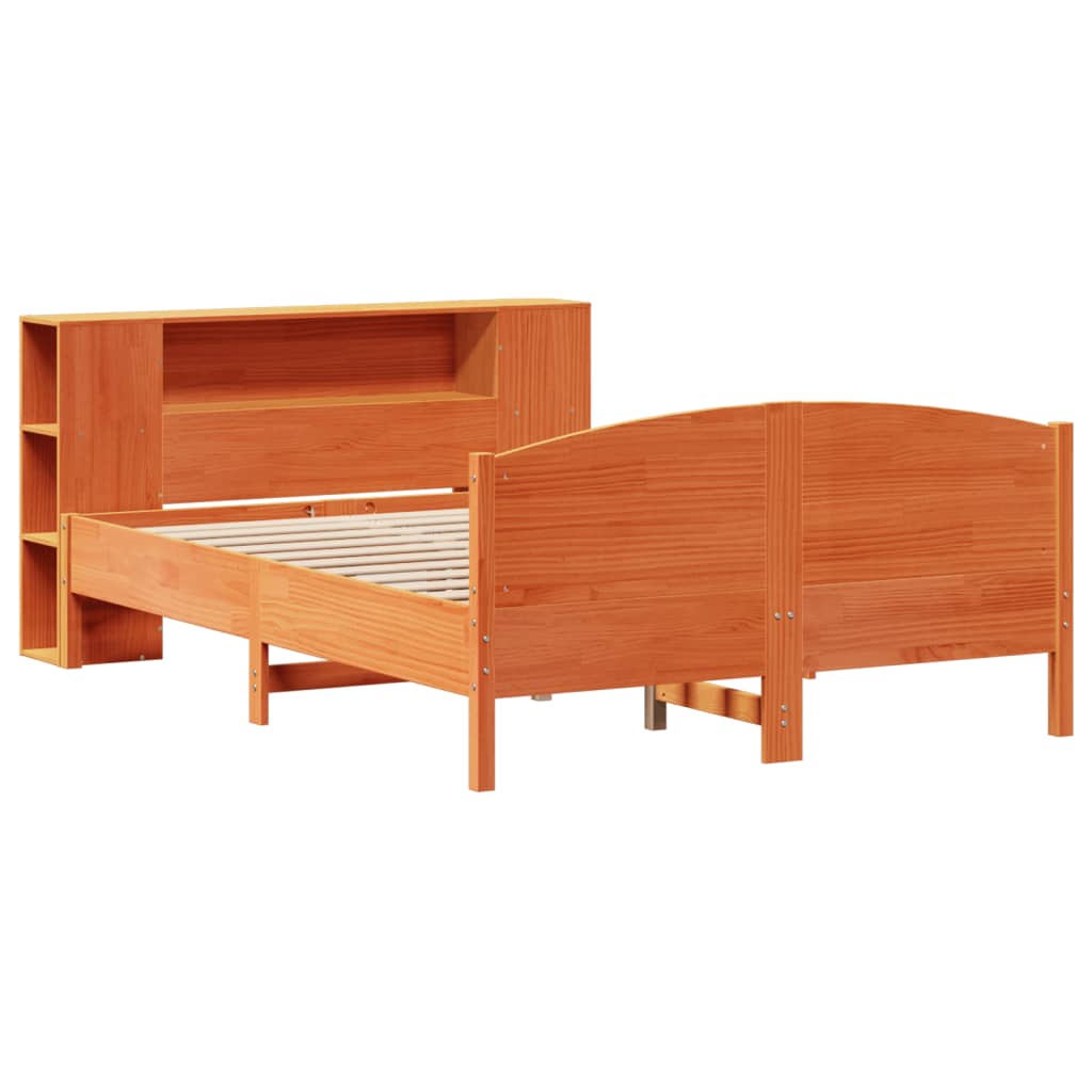 Bookcase Bed without Mattress Wax Brown 150x200cm Solid Wood Pine