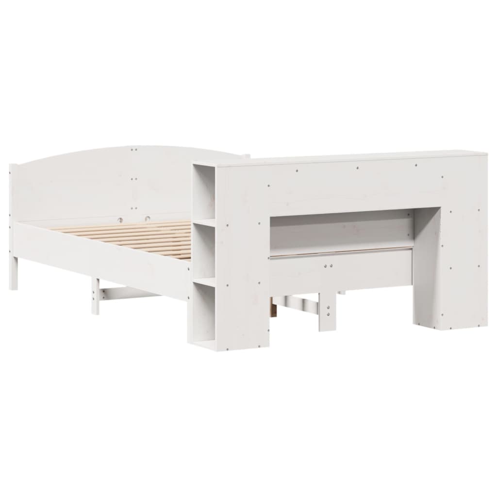 Bookcase Bed without Mattress White 140x200cm Solid Wood Pine