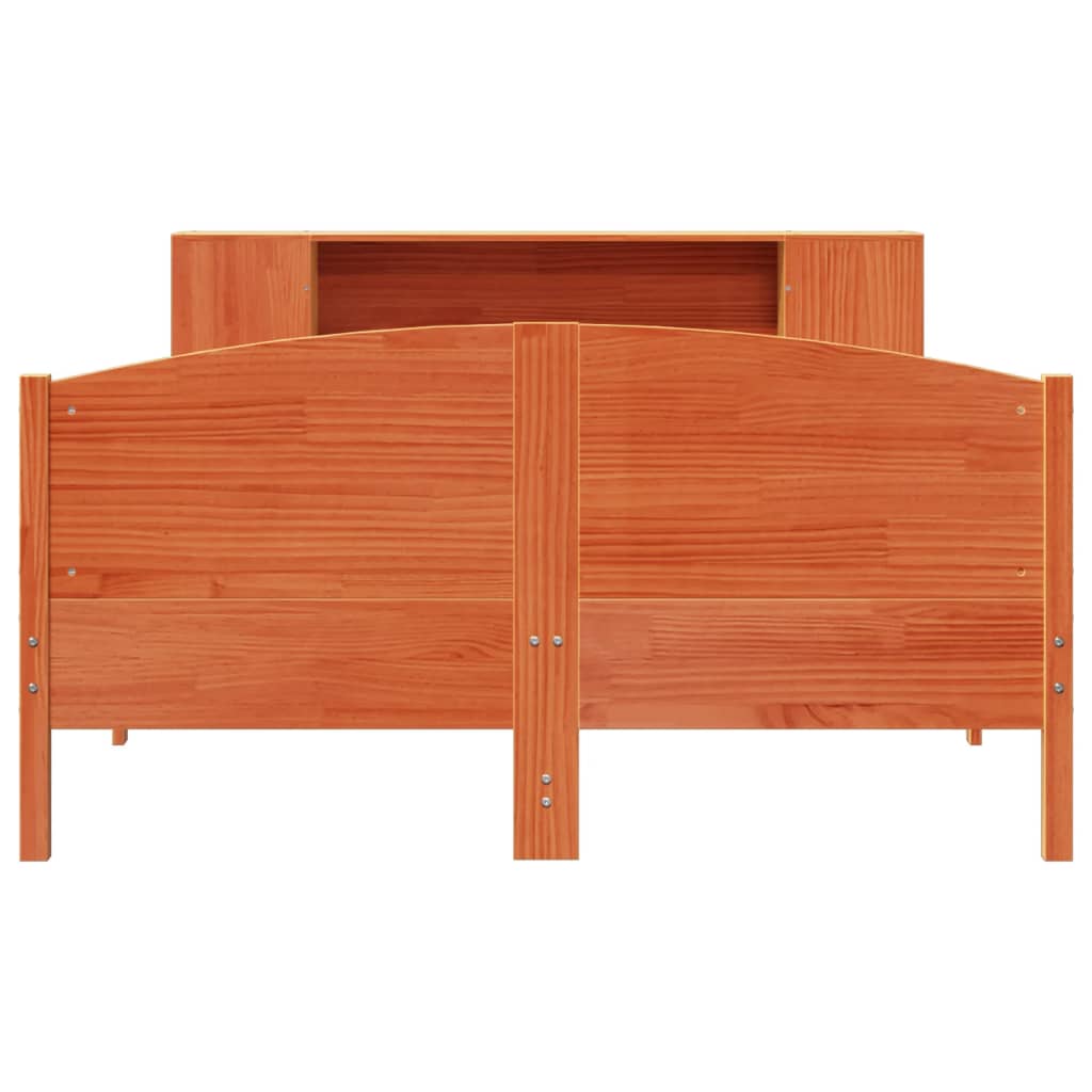 Bookcase Bed without Mattress Wax Brown 120x200cm Solid Wood Pine
