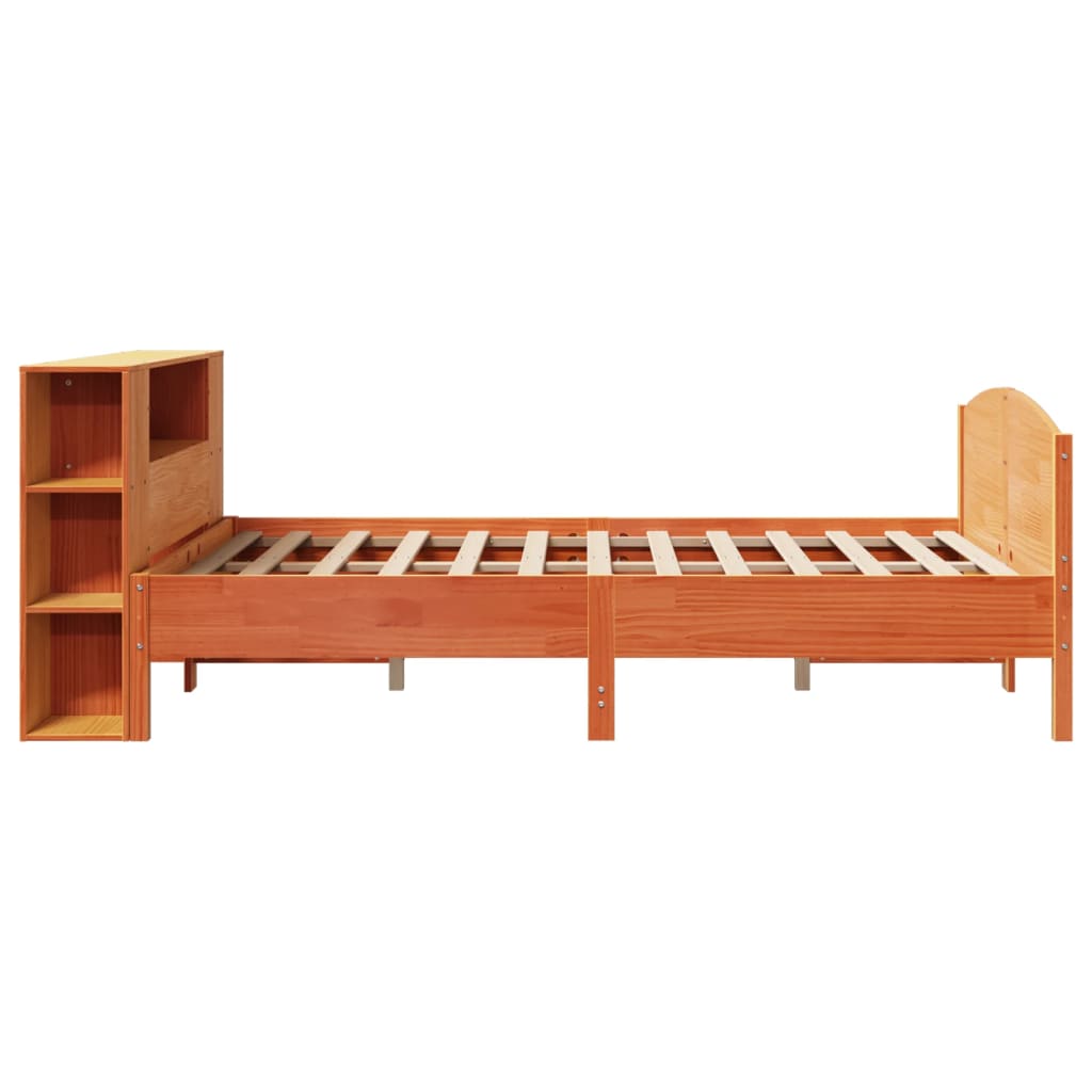 Bookcase Bed without Mattress Wax Brown 120x200cm Solid Wood Pine