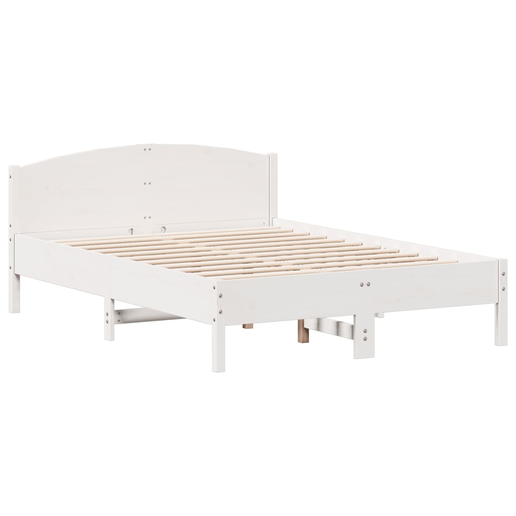 Bookcase Bed without Mattress White 140x190cm Solid Wood Pine