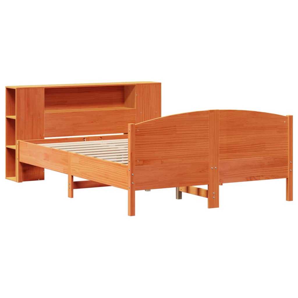 Bookcase Bed without Mattress Wax Brown 135x190cm Solid Wood Pine
