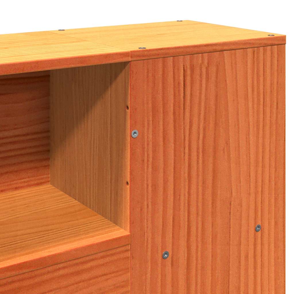 Bookcase Bed without Mattress Wax Brown 135x190cm Solid Wood Pine