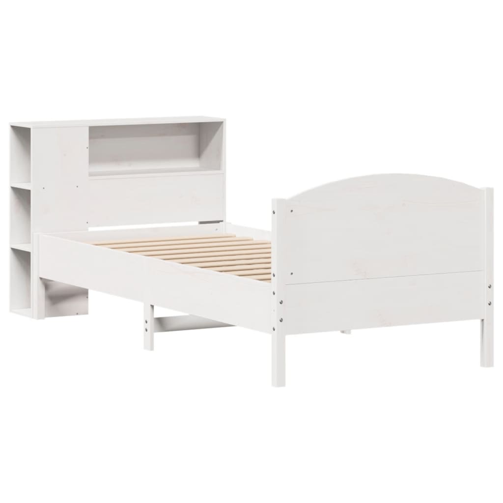 Bookcase Bed without Mattress White 100x200cm Solid Wood Pine