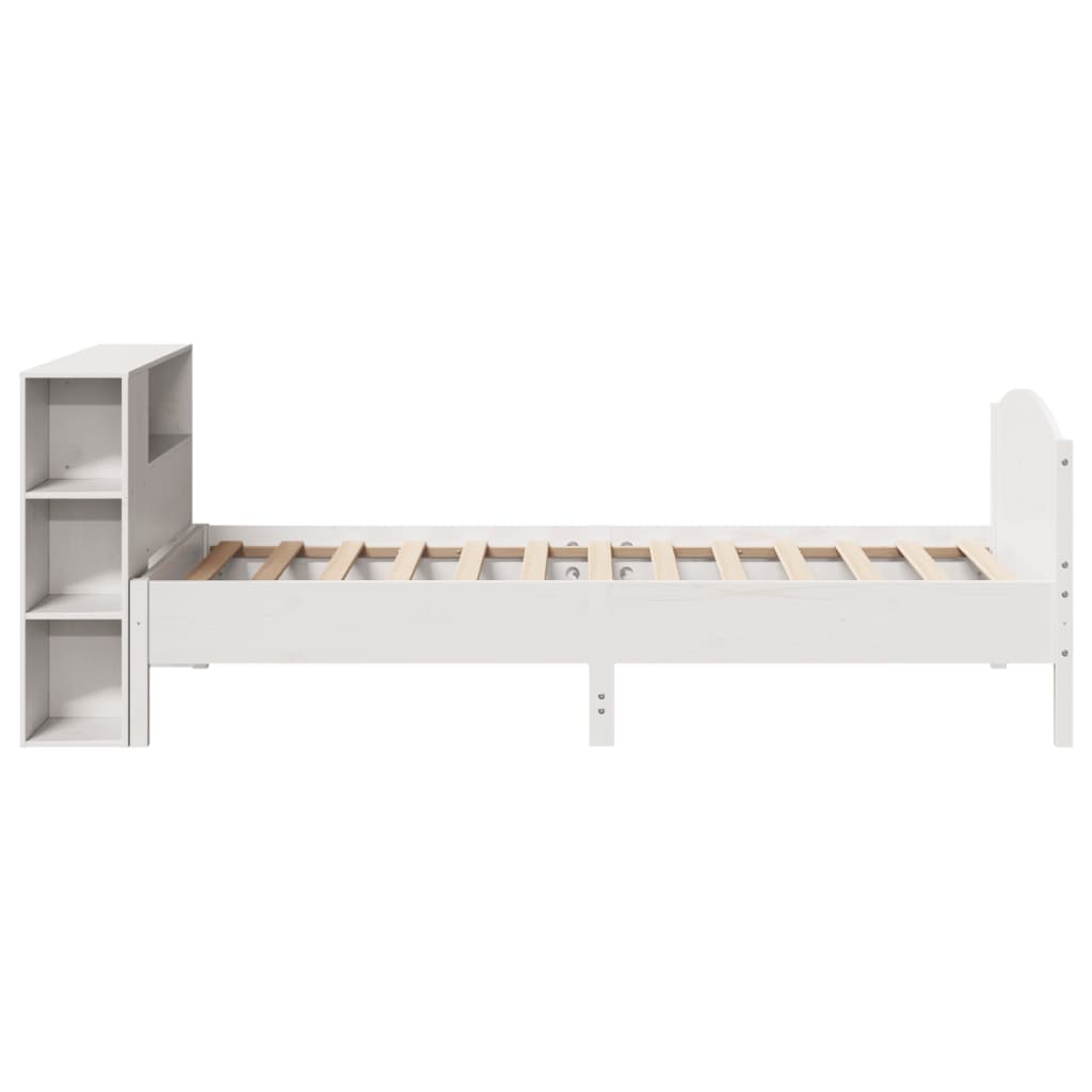 Bookcase Bed without Mattress White 100x200cm Solid Wood Pine