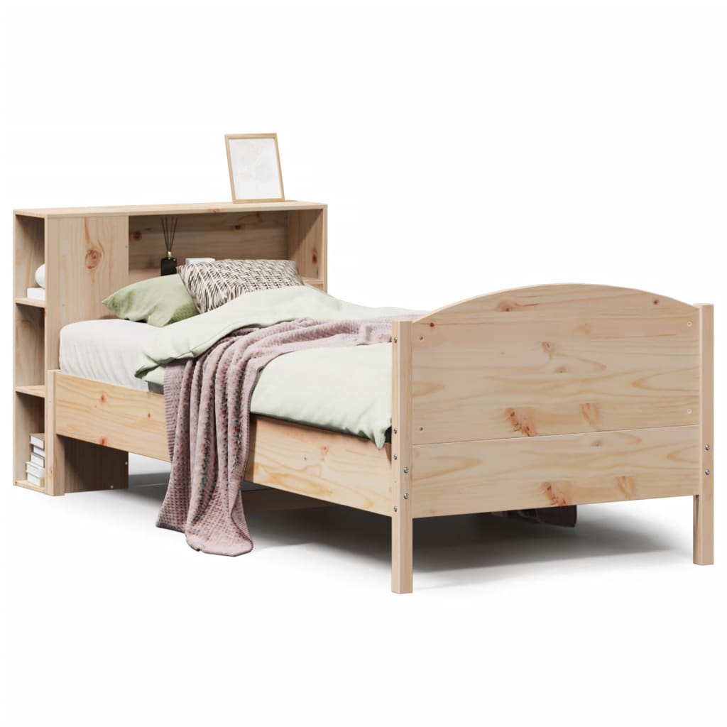 Bookcase Bed without Mattress 75x190cm Small Single Solid Wood Pine