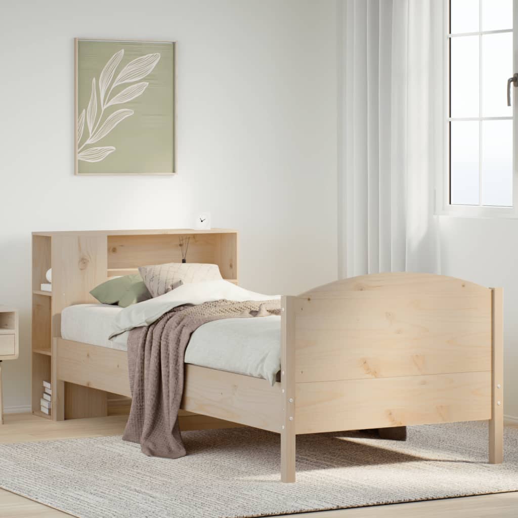 Bookcase Bed without Mattress 75x190cm Small Single Solid Wood Pine