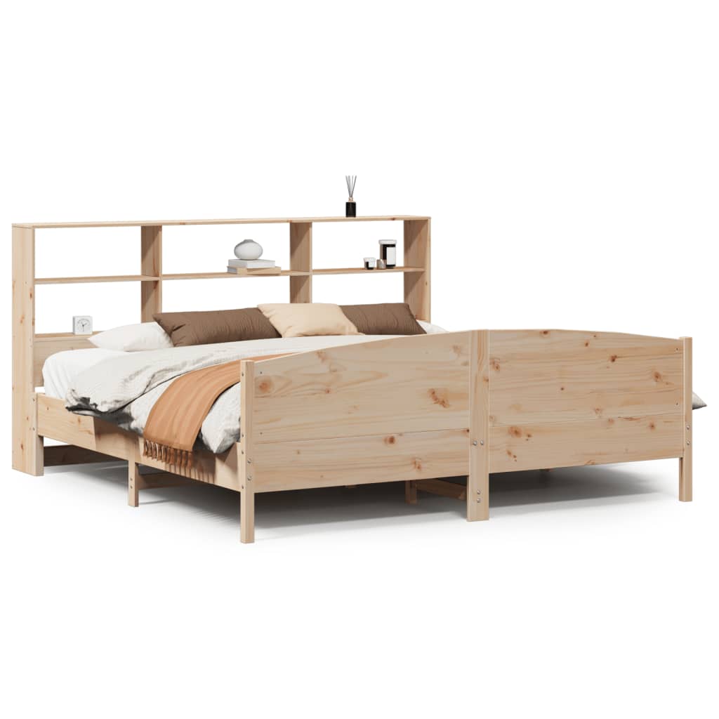 Bookcase Bed without Mattress 180x200 cm Super King Solid Wood Pine