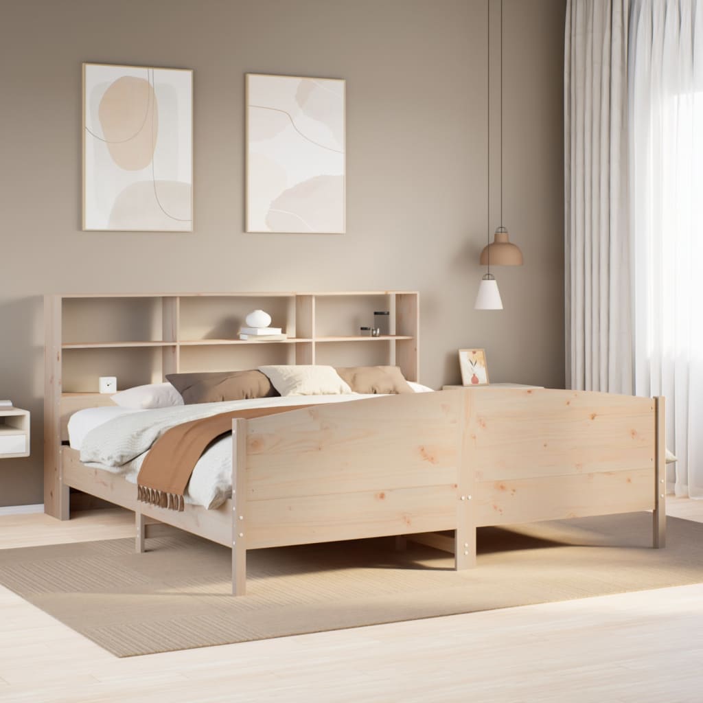 Bookcase Bed without Mattress 180x200 cm Super King Solid Wood Pine
