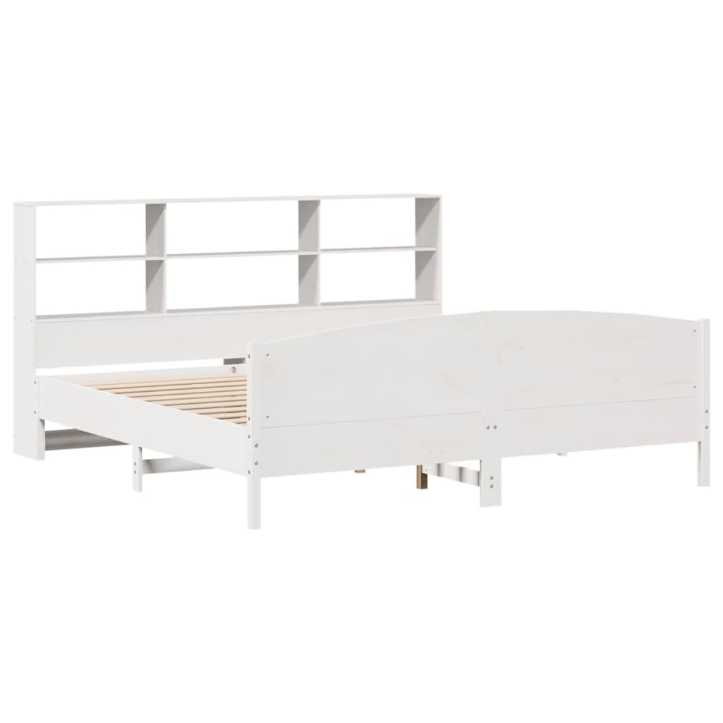 Bookcase Bed without Mattress White 180x200 cm Super King Solid Wood Pine