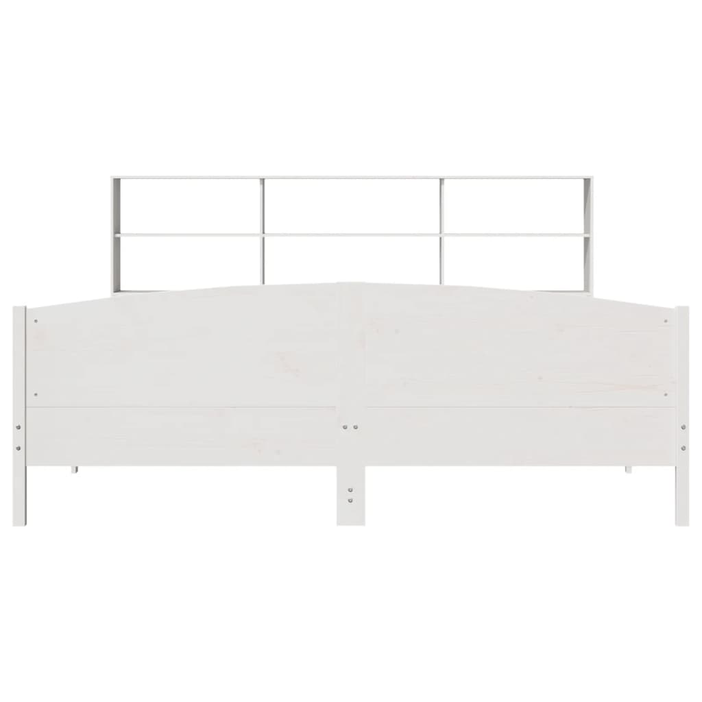 Bookcase Bed without Mattress White 180x200 cm Super King Solid Wood Pine