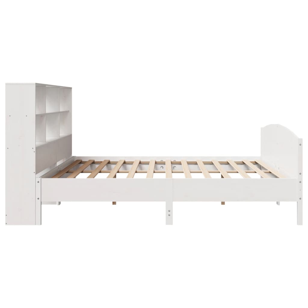 Bookcase Bed without Mattress White 180x200 cm Super King Solid Wood Pine