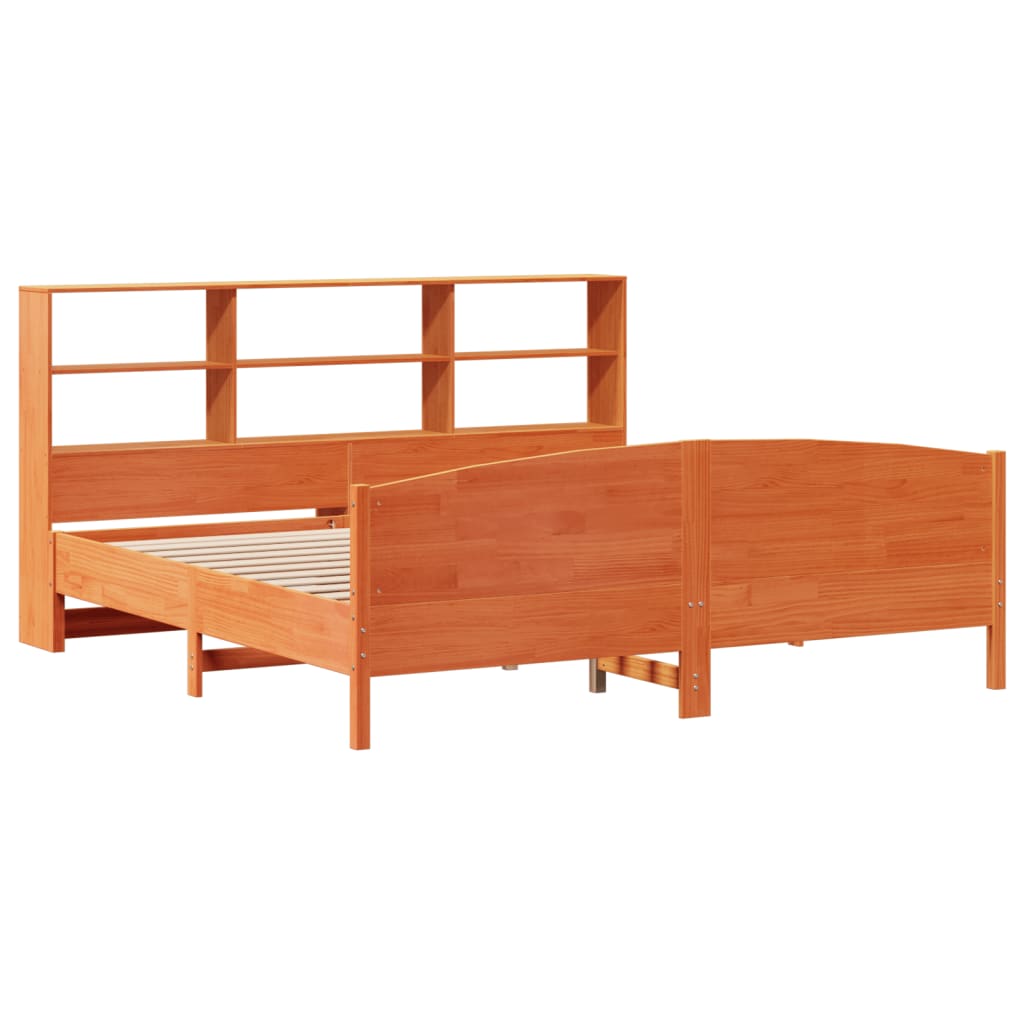Bookcase Bed without Mattress Wax Brown 180x200 cm Super King Solid Wood Pine