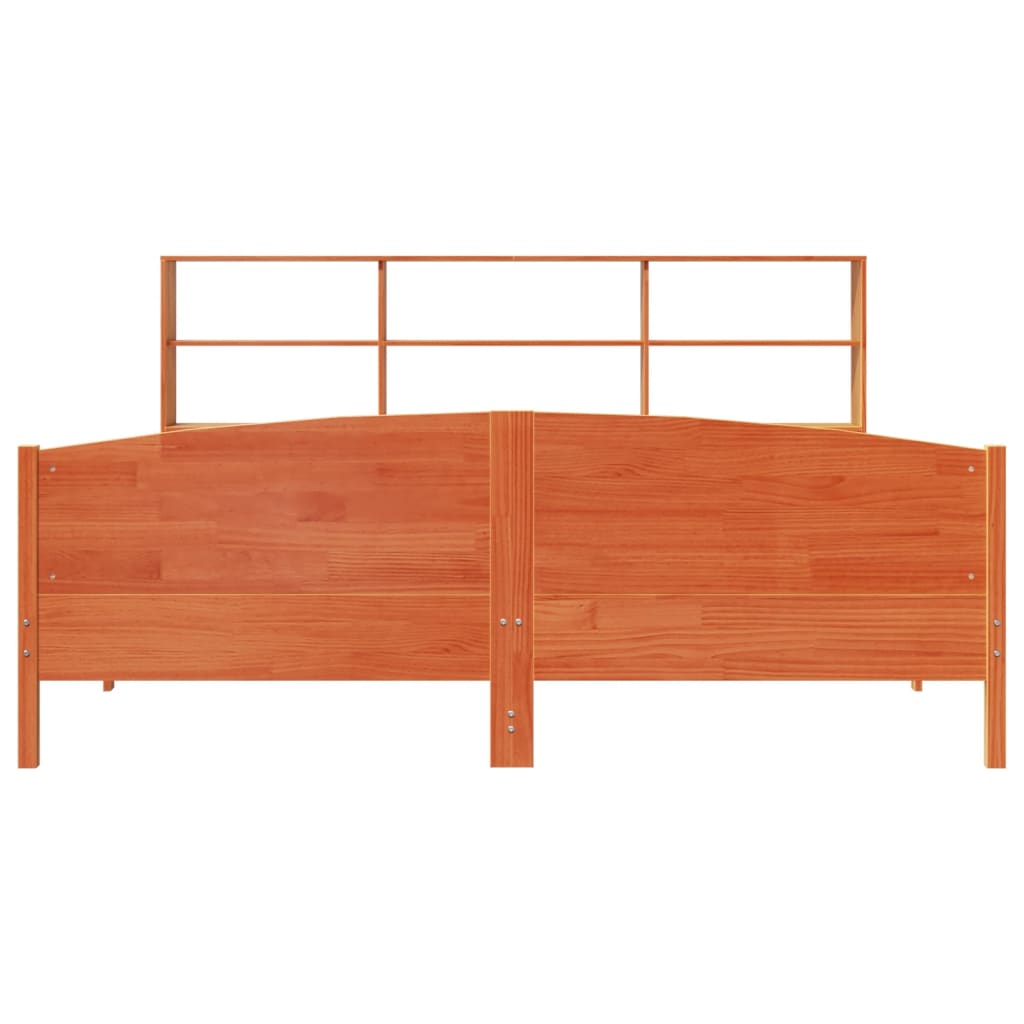 Bookcase Bed without Mattress Wax Brown 180x200 cm Super King Solid Wood Pine