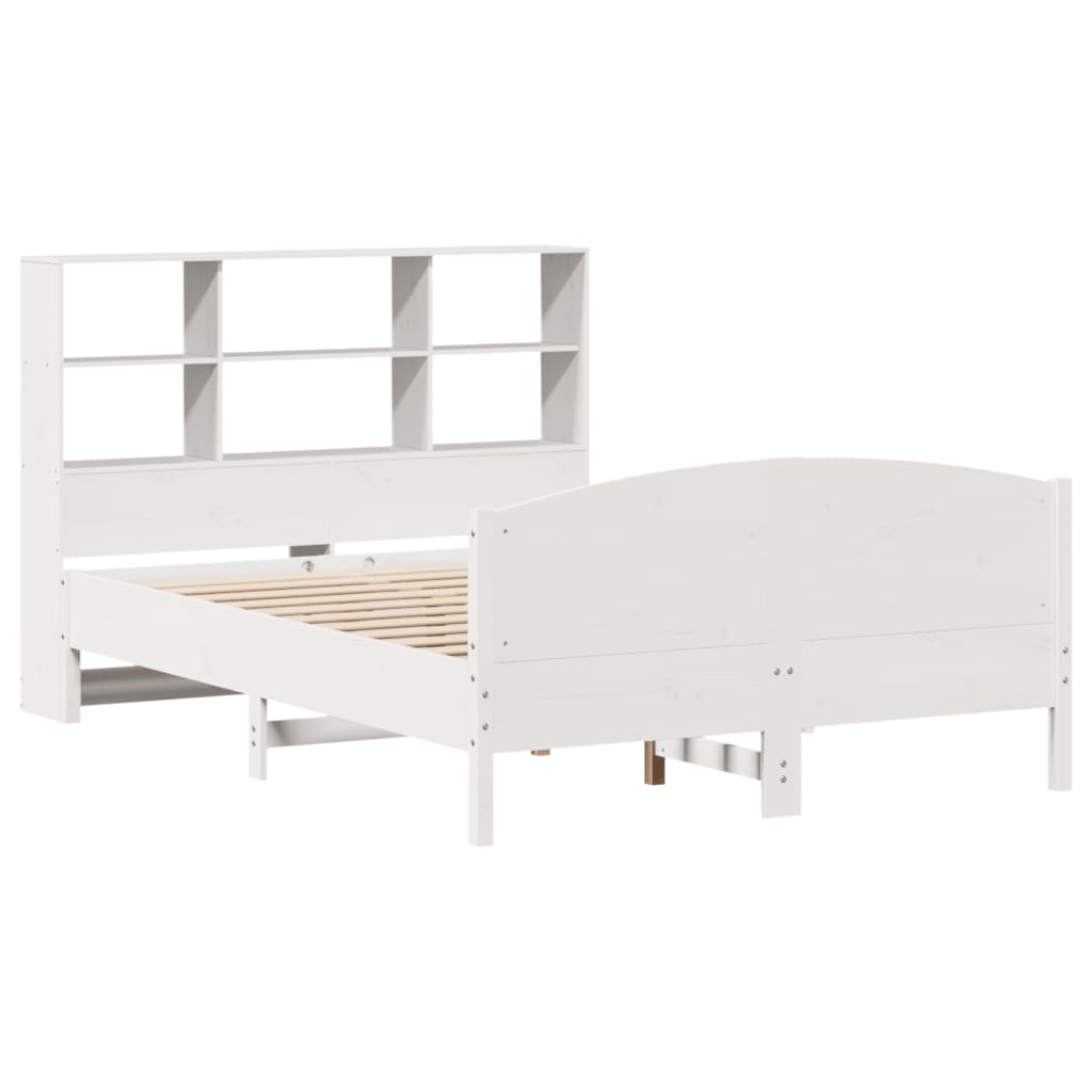 Bookcase Bed without Mattress White 140x200cm Solid Wood Pine