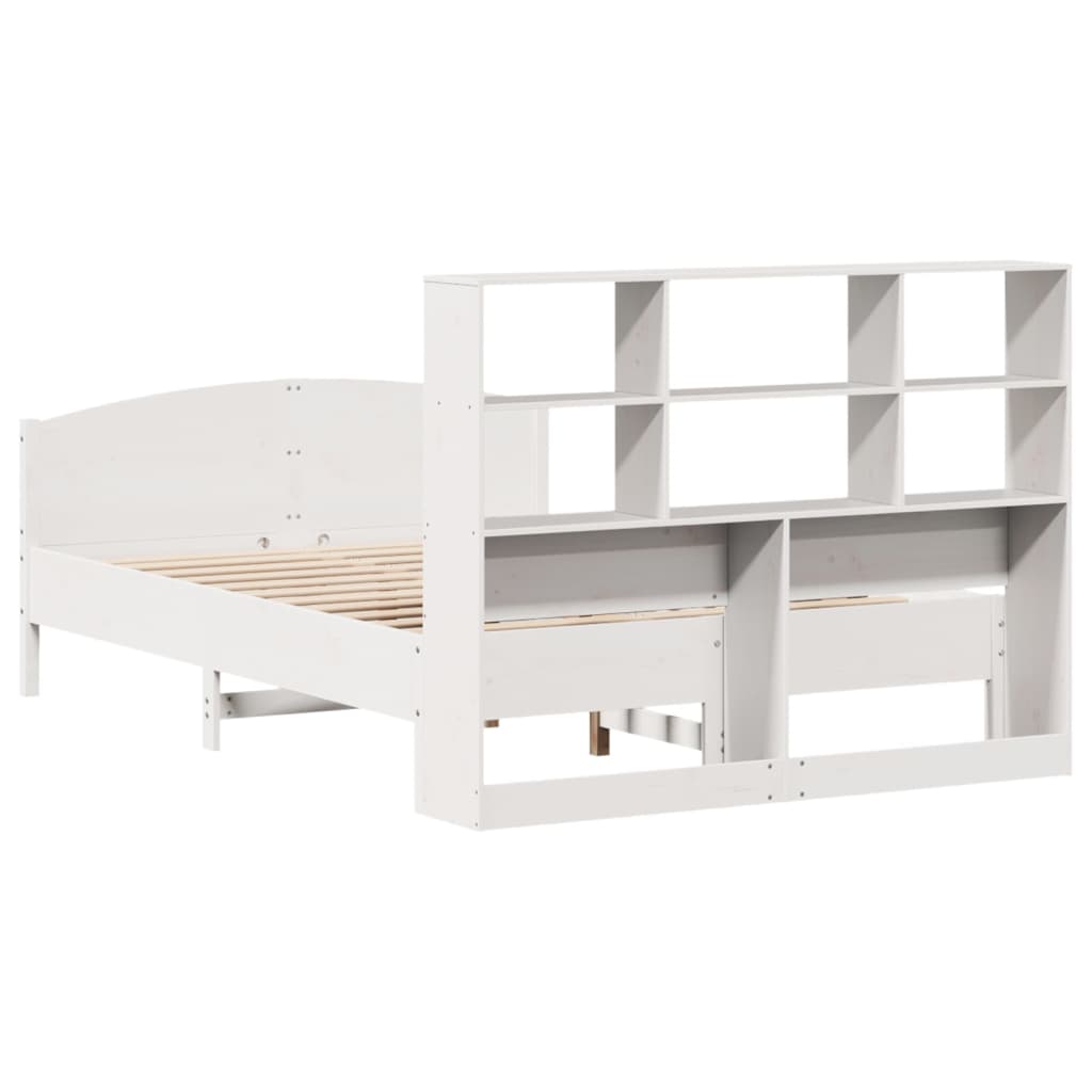 Bookcase Bed without Mattress White 140x200cm Solid Wood Pine