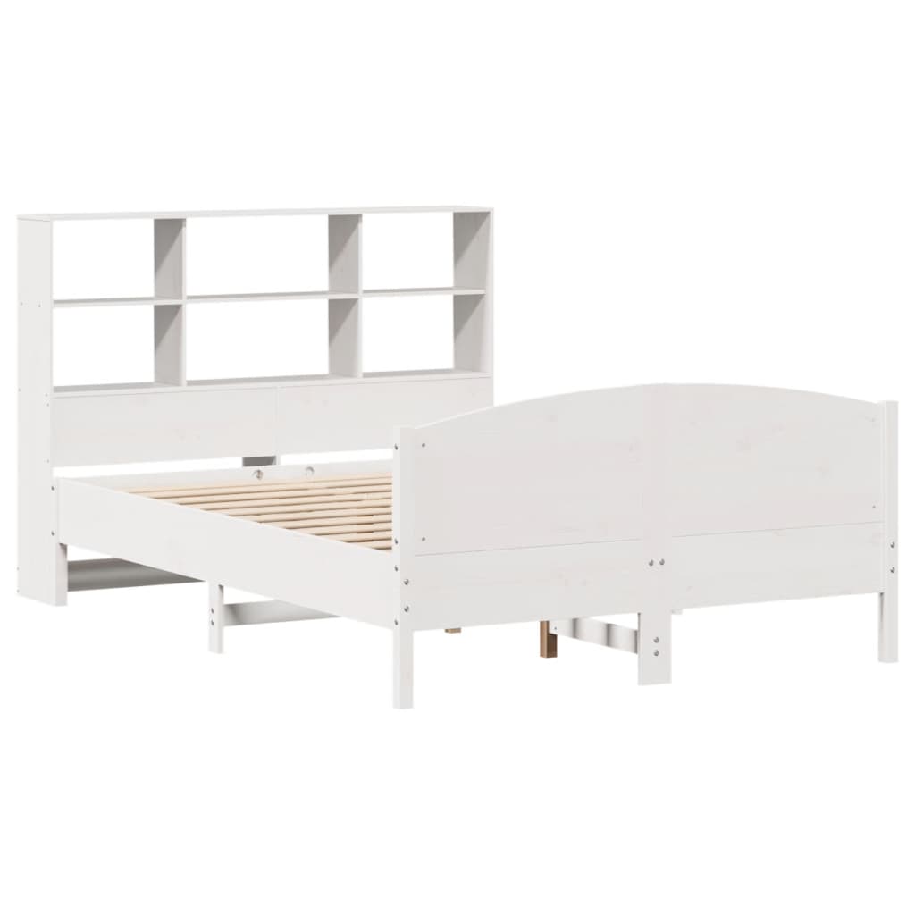 Bookcase Bed without Mattress White 120x200cm Solid Wood Pine