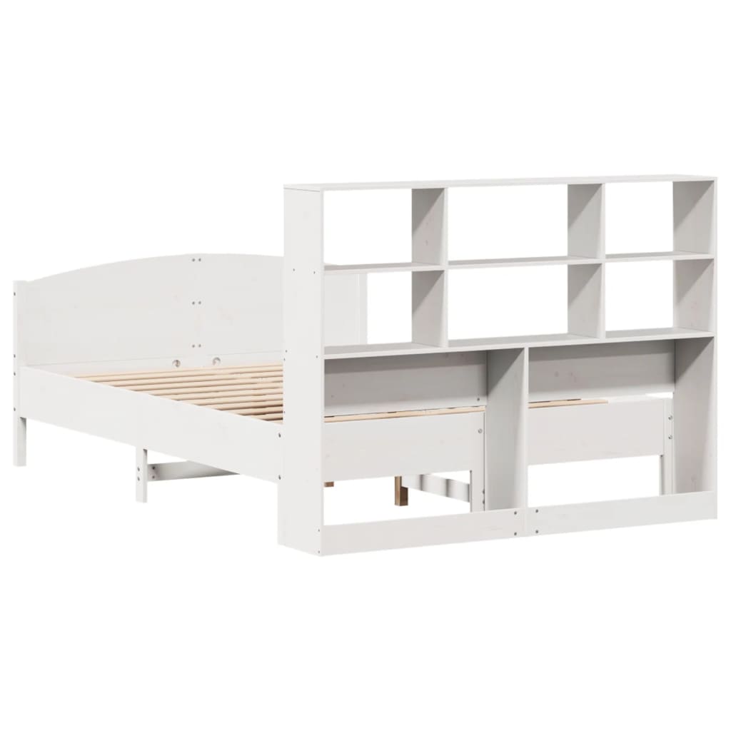 Bookcase Bed without Mattress White 120x200cm Solid Wood Pine