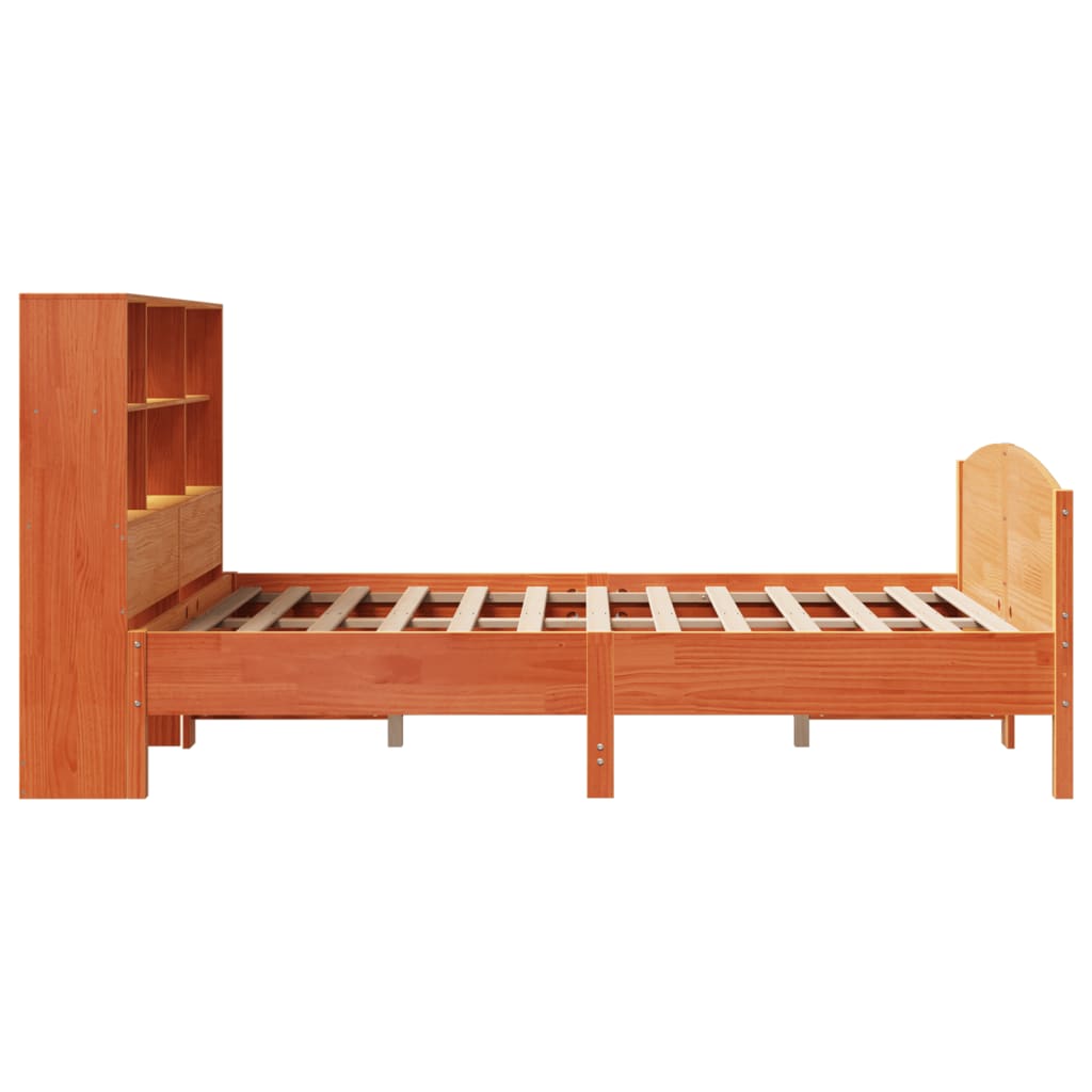 Bookcase Bed without Mattress Wax Brown 120x200cm Solid Wood Pine