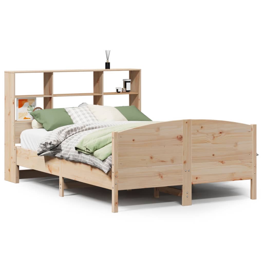 Bookcase Bed without Mattress 140x190cm Solid Wood Pine
