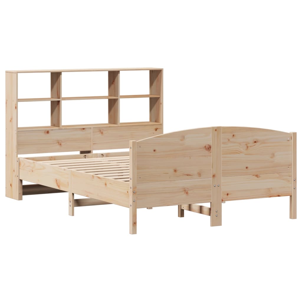 Bookcase Bed without Mattress 140x190cm Solid Wood Pine