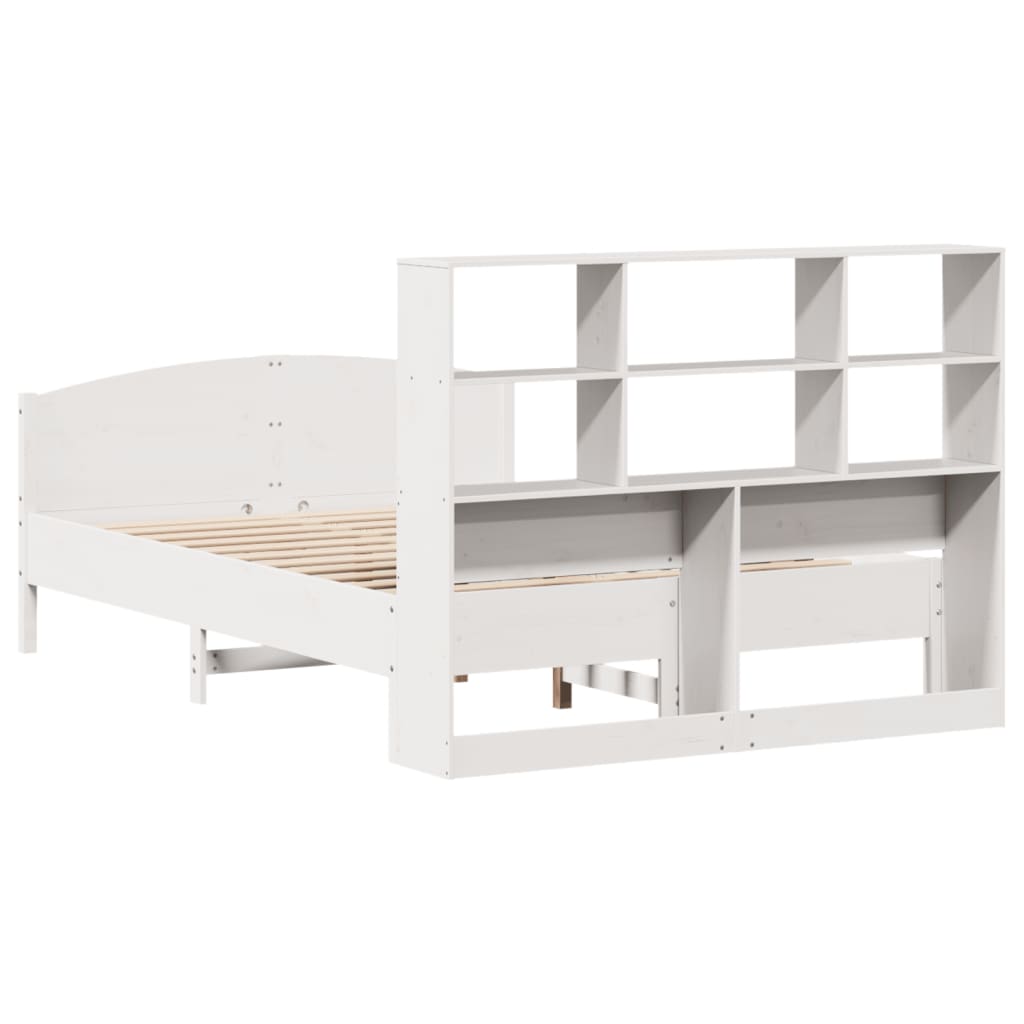 Bookcase Bed without Mattress White 140x190cm Solid Wood Pine