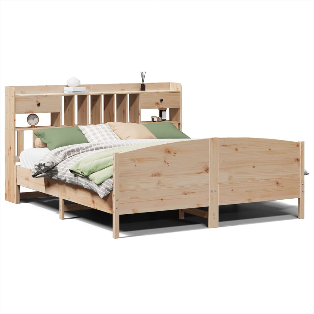 Bookcase Bed without Mattress 180x200 cm Super King Solid Wood Pine