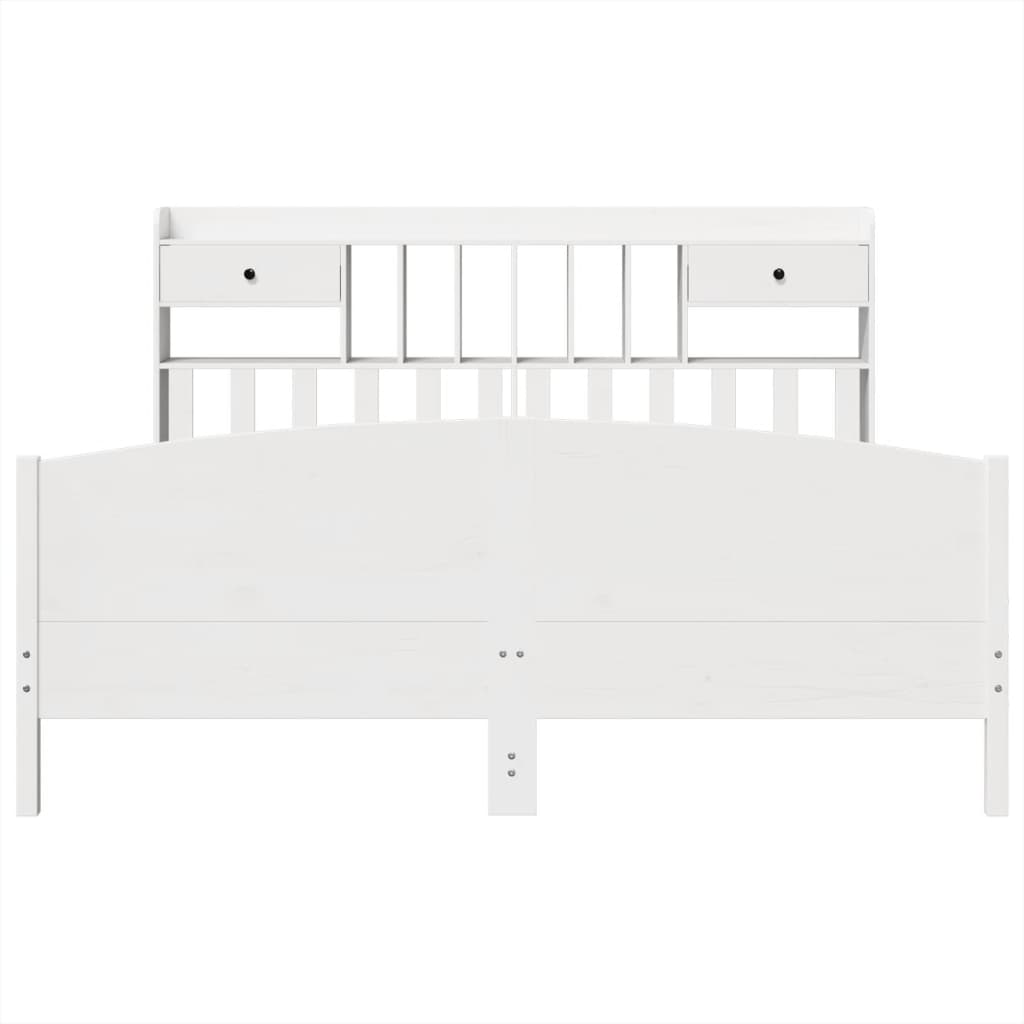 Bookcase Bed without Mattress White 180x200 cm Super King Solid Wood Pine