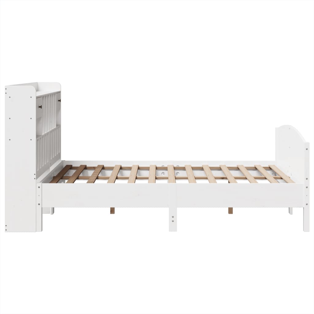 Bookcase Bed without Mattress White 160x200cm Solid Wood Pine