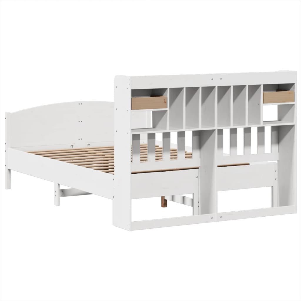 Bookcase Bed without Mattress White 160x200cm Solid Wood Pine