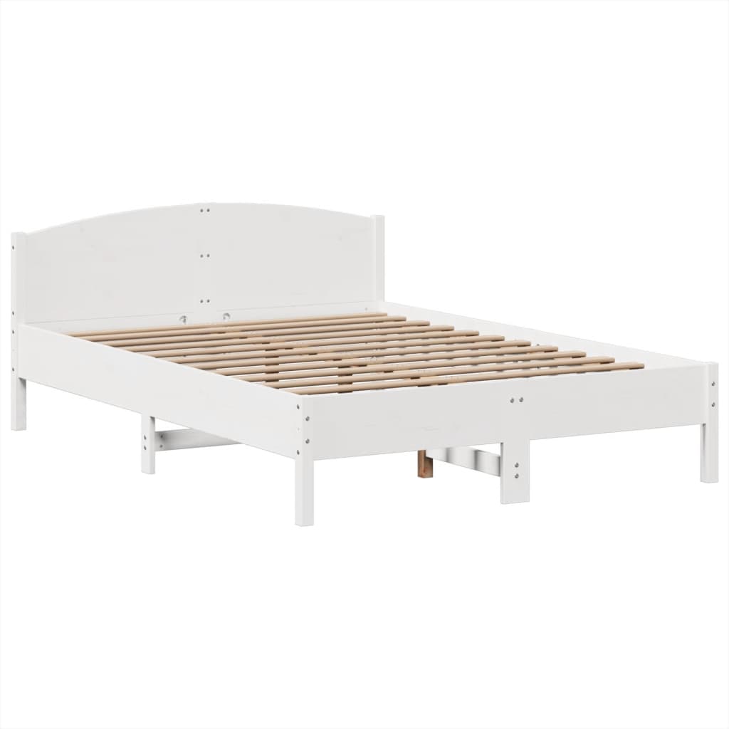 Bookcase Bed without Mattress White 160x200cm Solid Wood Pine