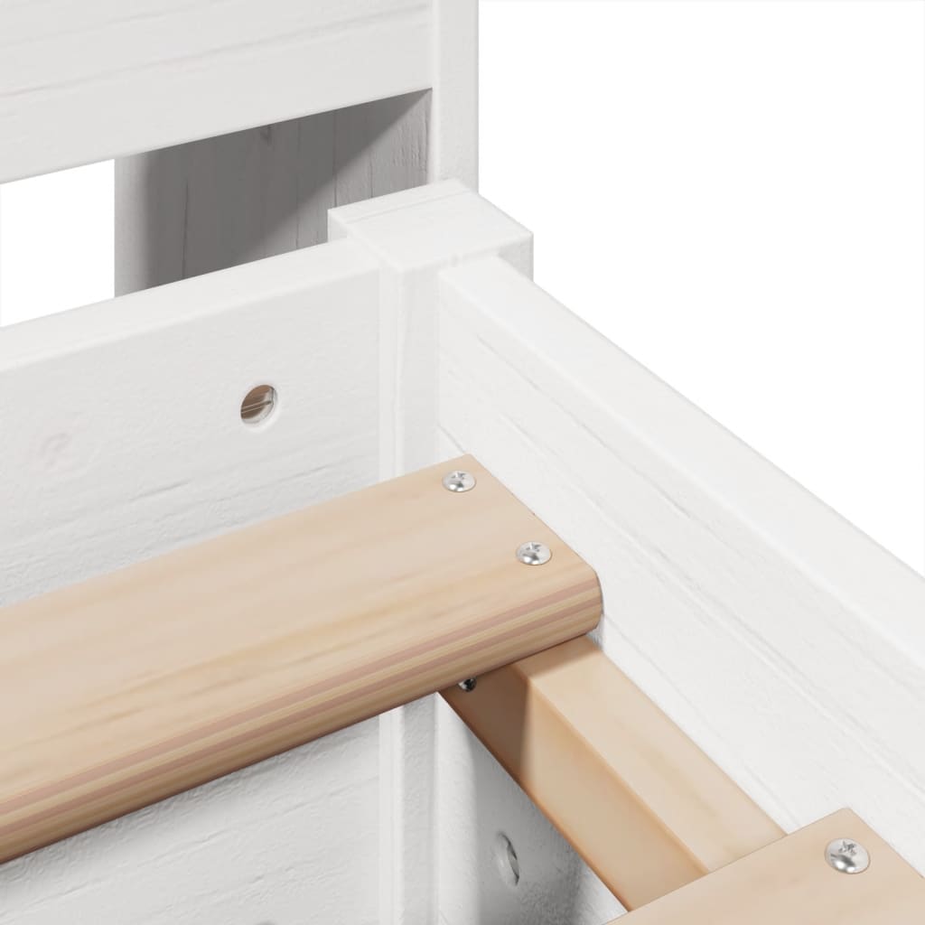 Bookcase Bed without Mattress White 150x200 cm King Size Solid Wood Pine