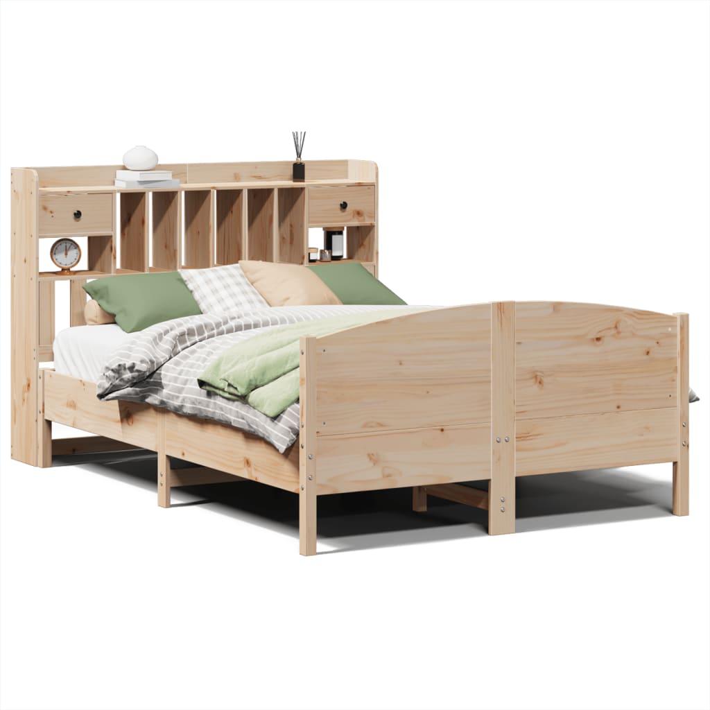 Bookcase Bed without Mattress 140x190cm Solid Wood Pine