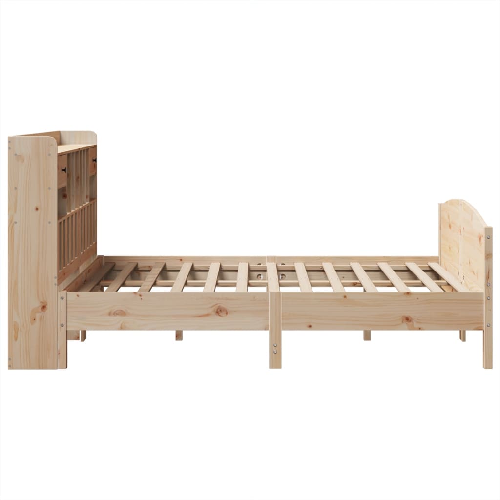 Bookcase Bed without Mattress 140x190cm Solid Wood Pine